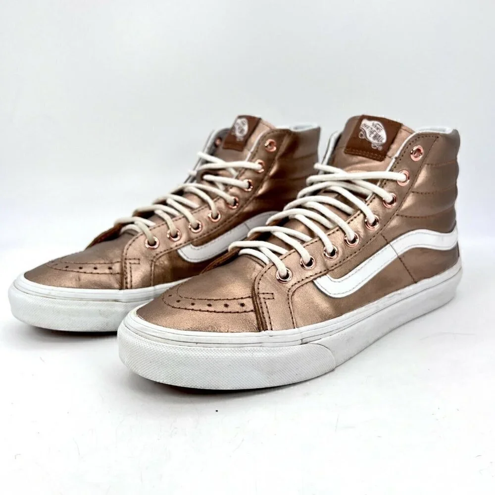 Vans Off The Wall Unisex Size 7M 8.5W Sneaker Shoes Metallic Gold 721277